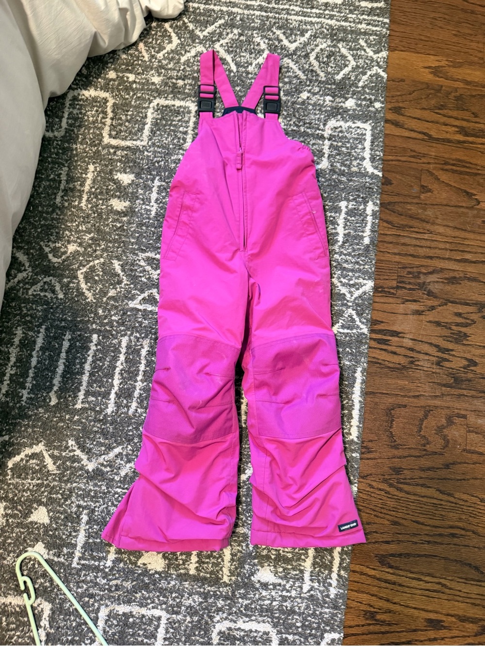 Lands' End Bright Pink Kids Snow Overalls
